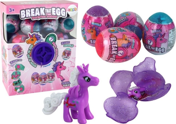 Leantoys Squishy Ei Mit Glitzer-Einhorn, Farbauswahl, 12-Teilig
