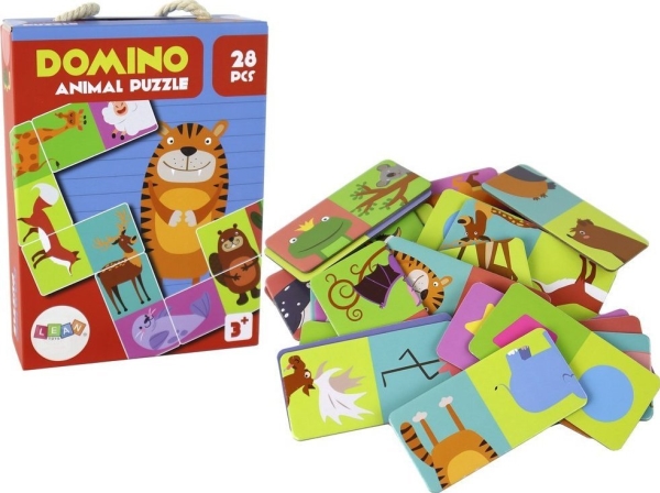 Leantoys Puzzle Spiel Doppelseitige Dominosteine Tiere 10Cm X 5Cm 28 El.