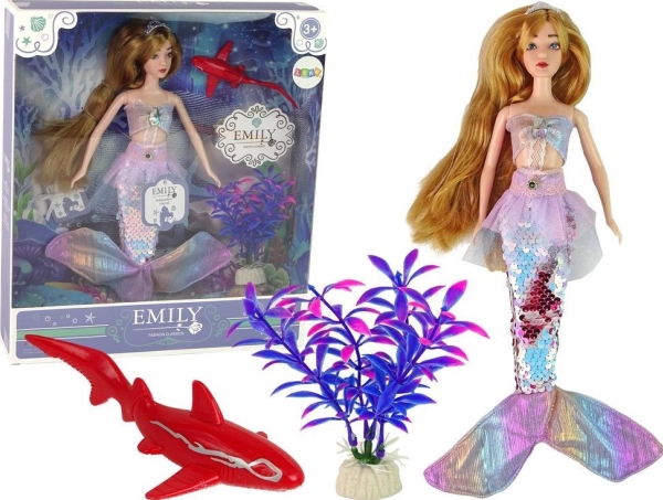 Leantoys Lalka Dla Dzieci Emily Syrenka Różowa Akcesoria