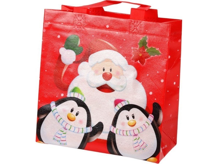 Leantoys Geschenkbeutel Nikolaus Und Pinguine Rot 22X22x11 Cm