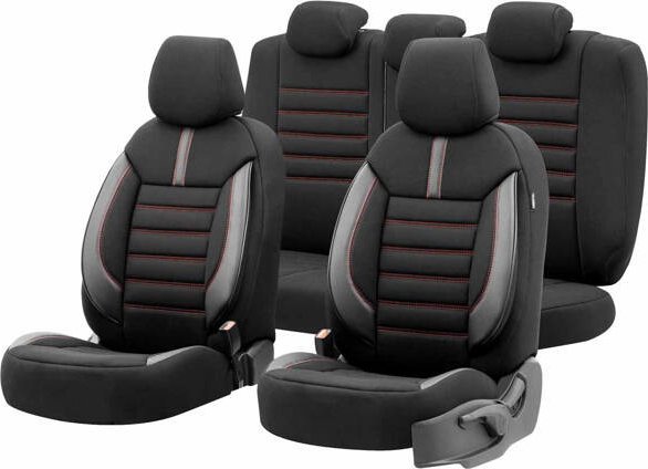 AMiO Auton istuinsuojapeitesarja OTOM LIMITED 101 MUSTA/PUNAINEN 3-ZIP
