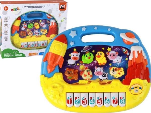 Vaikiškas edukacinis pianinas Lean Toys, kosmoso tema, 24x19x5 cm