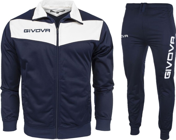 Givova Fotballtreningstreningssett Joggebukser Givova Tuta Visa Triacetato Marineblå Og Hvit Tr018 0403 3Xs