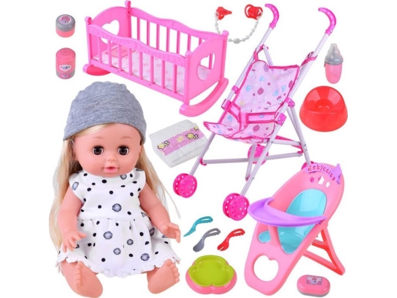 Jokomisiada interaktiv dukke-sæt med vogn og stol ZA4286