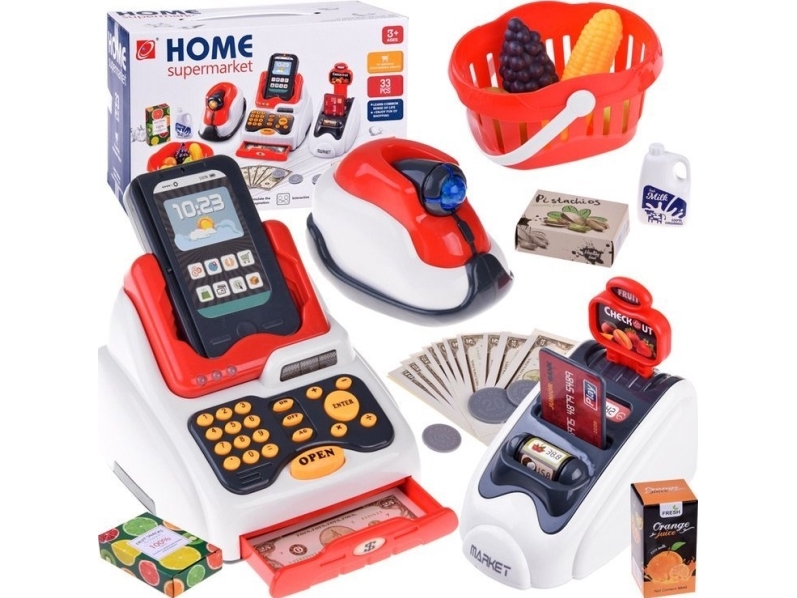 Jokomisiada mini market-sæt: kasse, scanner, kortlæser – butikssæt ZA4636