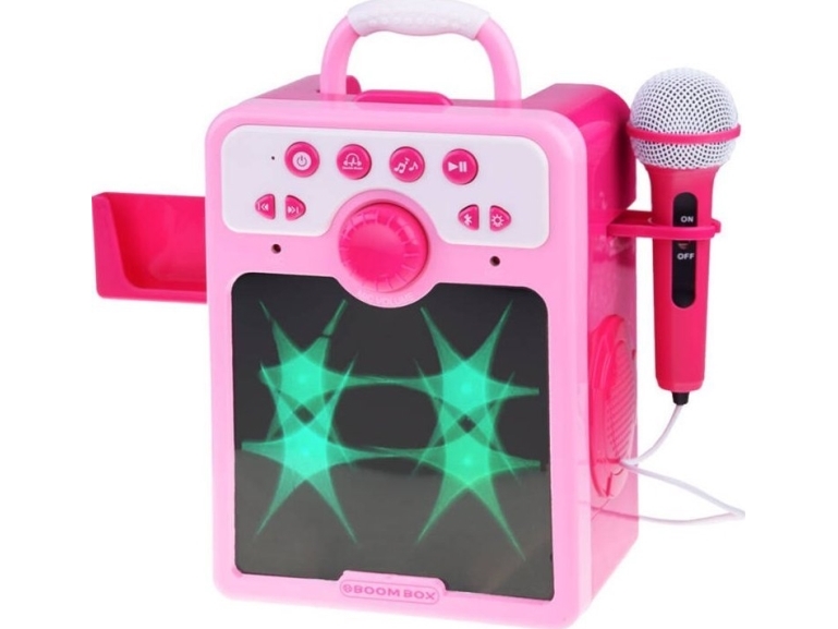 Jokomisiada Musikalsk pink Boombox-højttaler til børn med mikrofon IN0166