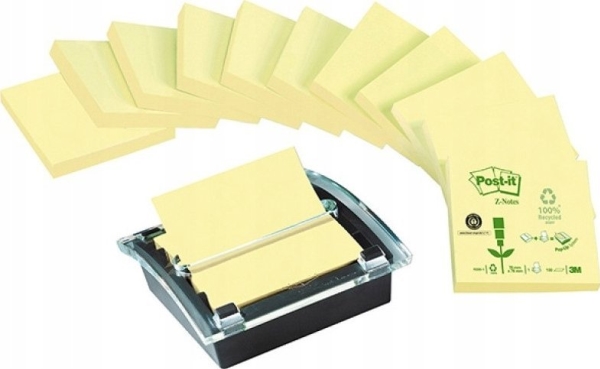 Post-It R330 Genbrug Z-Notes - Med 12 Stk. Inkl. Borddispenser