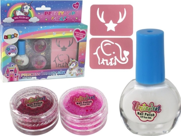 LeanToys skönhetssats nagellack, lös glitter, mallar | Leksaker - Rollek - Smink och hår | GameStuff