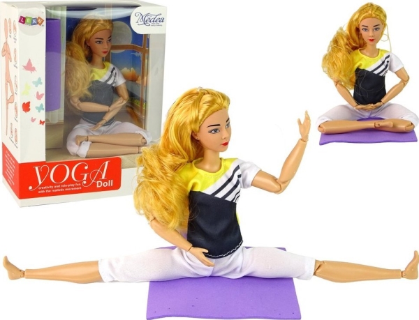 Leantoys Puppe Für Kinder Yogamatte, Lange Blonde Haare