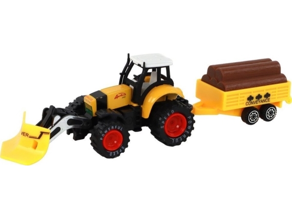 Leantoys Traktor Mit Anhänger, Bagger Und Planierraupe, Gelb