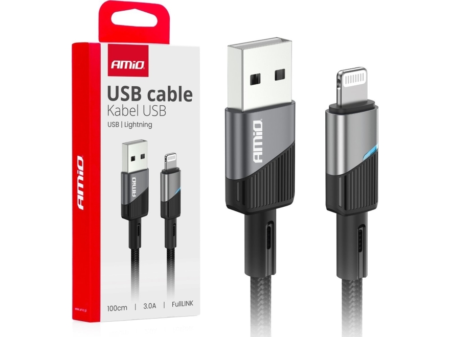 Amio Laddkabel För Bil Usb-A - Lightning Iphone 3A 100Cm Fulllink Amio-03925