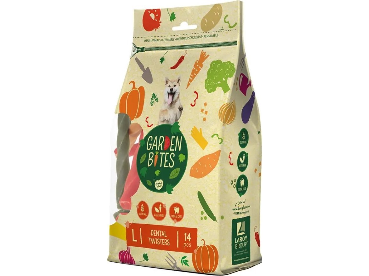 Duvo+ GARDEN BITES DENTAL TWISTERS L 16cm 14szt 3/36