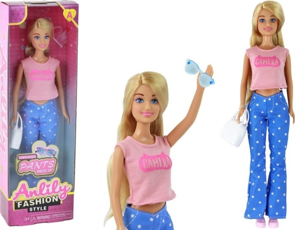 Leantoys Puppe Für Kinder Anlily Langes Blondes Haar Tasche Brille Pinkes Kleid