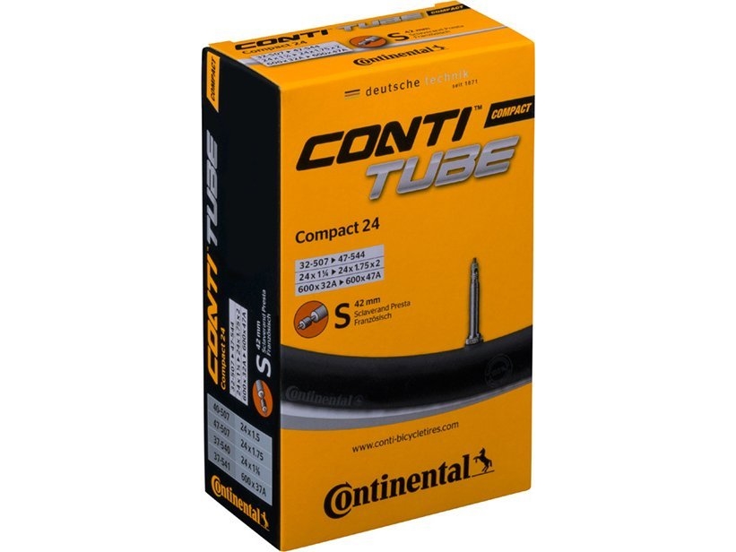 CONTINENTAL Compact Tube Wide 24 x 1,3 - 1,9 (32-47x507-544) Presta (Removable core) 42 mm | Cykling - Hjul, däck och slangar - Innerslangar för cyklar | GameStuff