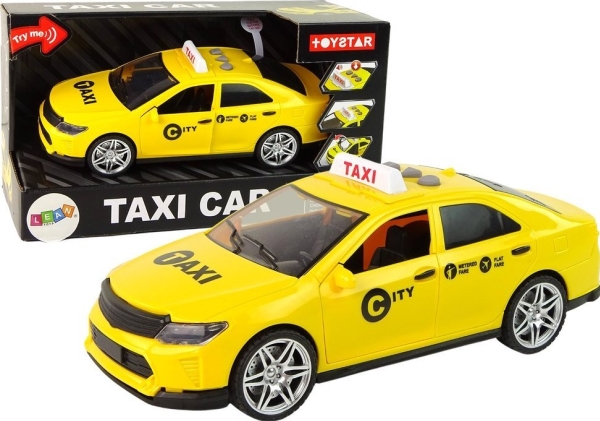 Leantoys Auto Taxi Køretøj 1:14 Lys Lyde Gul