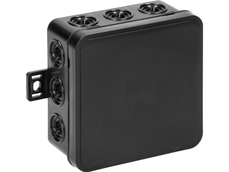 Orno CLICK utan låda, IP54, 12 genomföringar, 100x100x41mm, svart,OR-JB-13804/B | Lauritz Knudsen - LK OPUS® 66 - Dosor | GameStuff