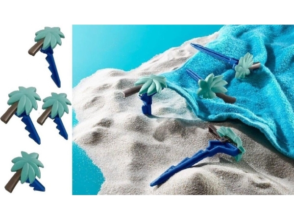 Victoria Sport strandhandduk clip handtag strandhandduk filt 4 st blå palmer | N - A | GameStuff