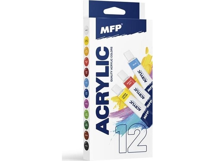 MFP paper acrylic paints basic set 12 x 12ml 6300391 | Skola & Hobby - Solida färger - Färgkritonger för skolanvändning | GameStuff