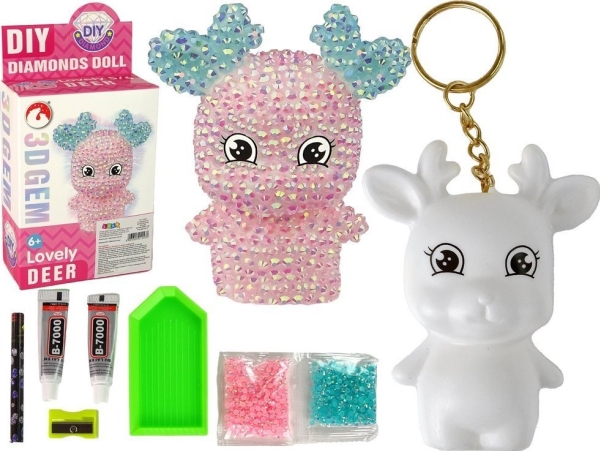Leantoys Kreativ Diy Diamant Rentier Diy Krysztalki Schlüsselanhänger 3D Pink
