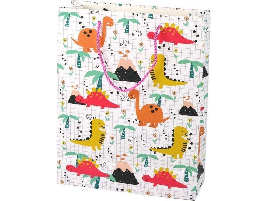Leantoys Geschenktüte Kiste Bunte Dinosaurier 32 Cm X 26 Cm X 10 Cm