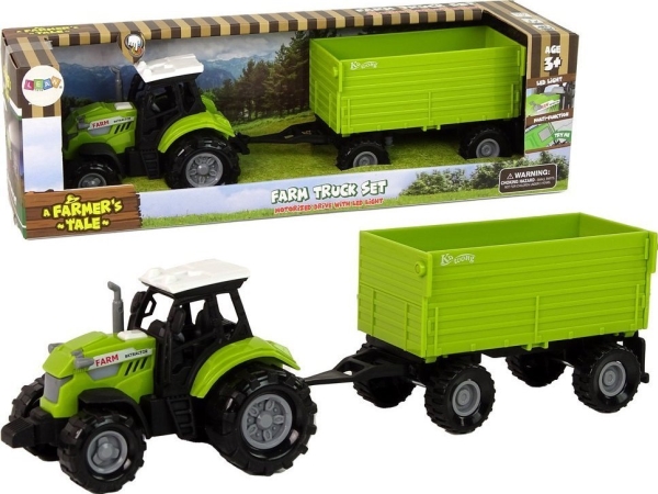 LeanToys Traktor med anhænger Green Farm