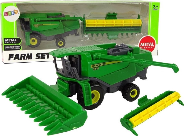 Leantoys Agricultural Vehicle Combine With Attachment Green Yellow