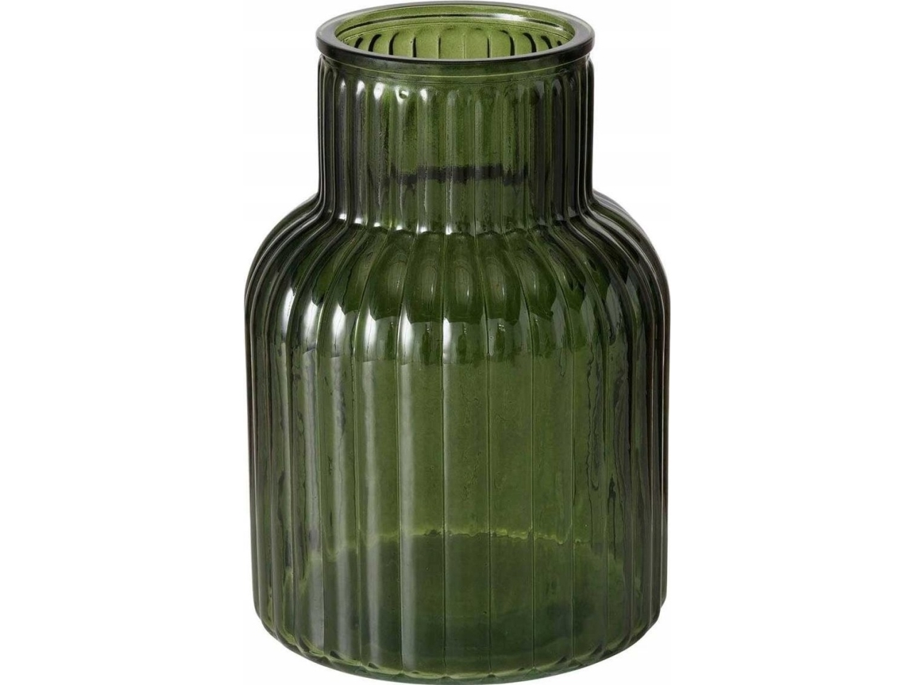 Boltze Glasvase Relea, Grün, Gerilltes Glas, 20 Cm