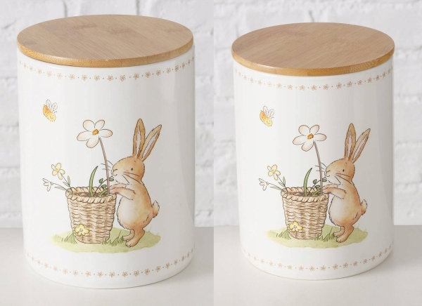 Boltze Keramik-Küchenbehälter Charmy, Hasen-Design, 2 Stück