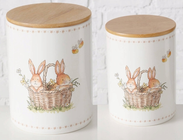 Boltze Keramik-Küchenbehälter Charmy, Hasen-Design, 2 Stück