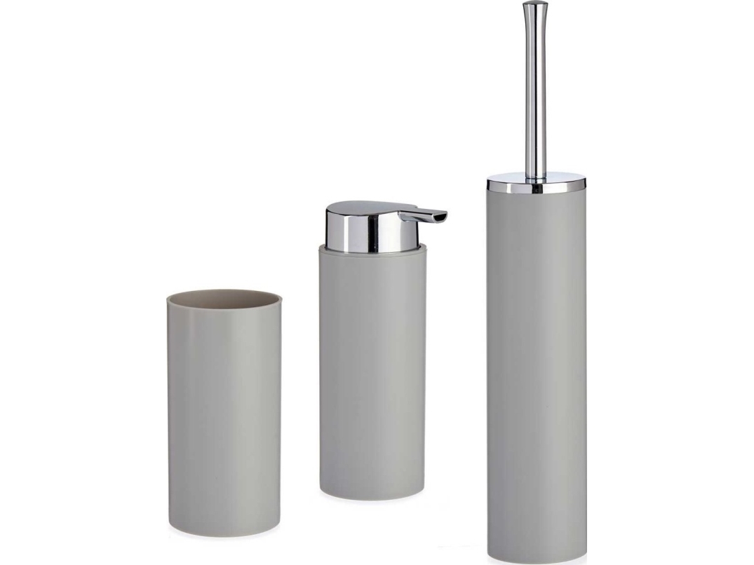 Berilo Badrumstillbehör i plast med silverhandtag, 3 delar | N - A | GameStuff