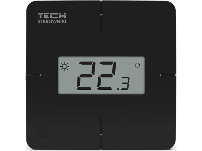 TECH-CONTROLLERS WG.11.0749 Wired Room Thermostat R-X, black, dedicated to L-X and L-12 rail
