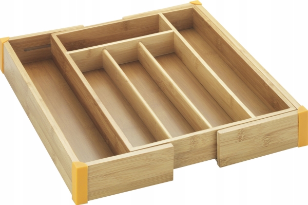 Maximex Udtrækkelig bestikkurv BAMBOO, skuffeindsats, 25,5 - 38 x 36 x 5 cm