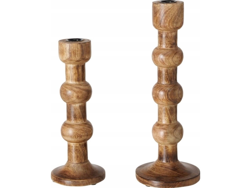 Boltze Holz Geschnitzt Kerzenhalter Bubbles, 2 Stück