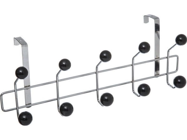 5Five Türhänger Mit 10 Haken, Metall, Schwarz