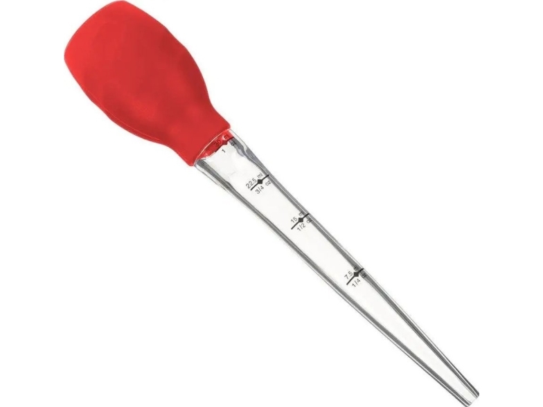 Secret Gourmet Kødpipette Glas Med Silikonehåndtag Rød