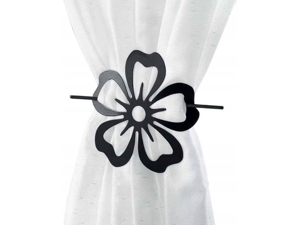 Douceur d`Interieur Spinka do zasłony czarna KWIAT, 1 sztuka