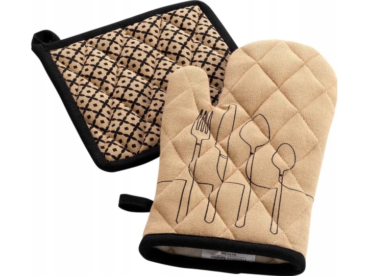 Douceur d`Interieur Rękawica kuchenna + podkładka CUISILINE, bawełna z recyklingu