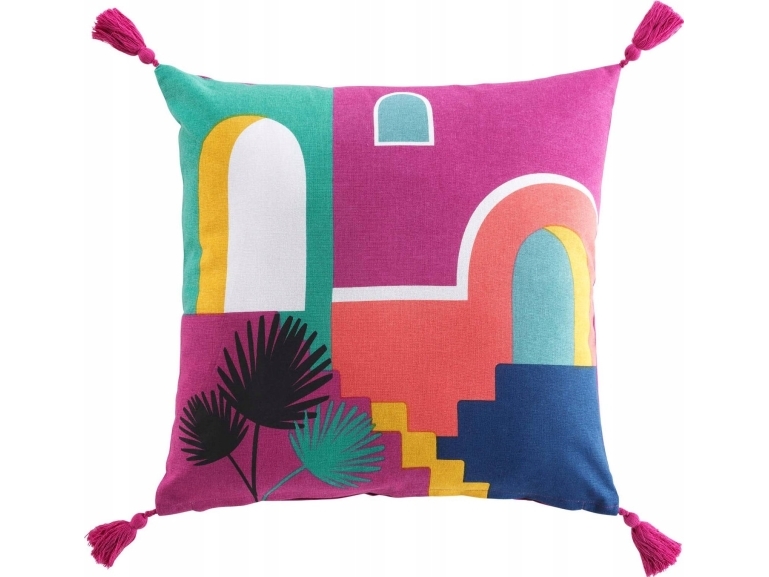 Douceur d`Interieur SENORITA pyntepude i printet bomuld, 45 x 45 cm