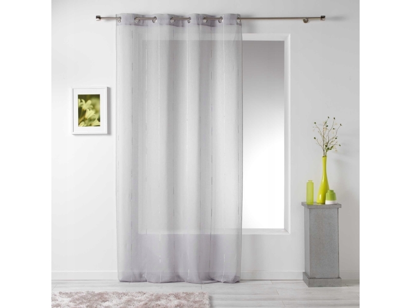 Douceur d`Interieur-gardin med grå LINAHE-tyller, 140 x 260 cm