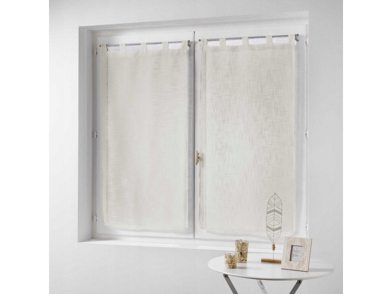 Douceur d`Interieur køkkenkappe/forhæng kort HALTONA 60 x 160 cm naturfarvet 2 stk