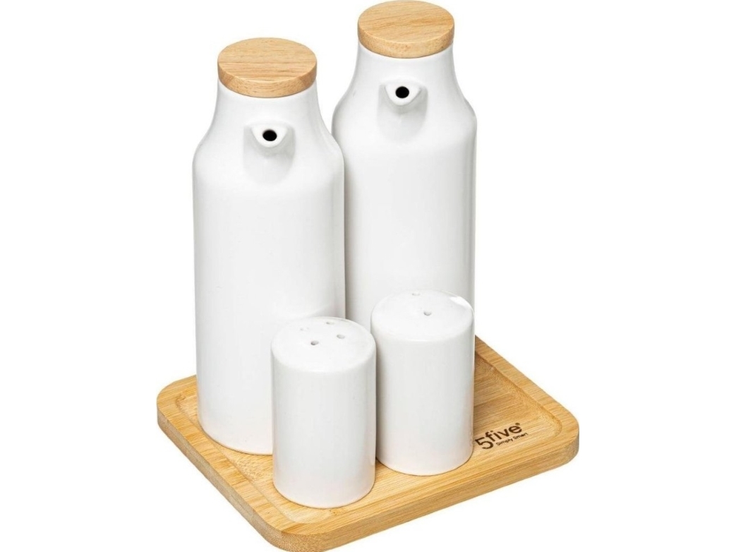 5five krydddispenser för olja, vinäger, salt och peppar, keramisk set, vit | N - A | GameStuff