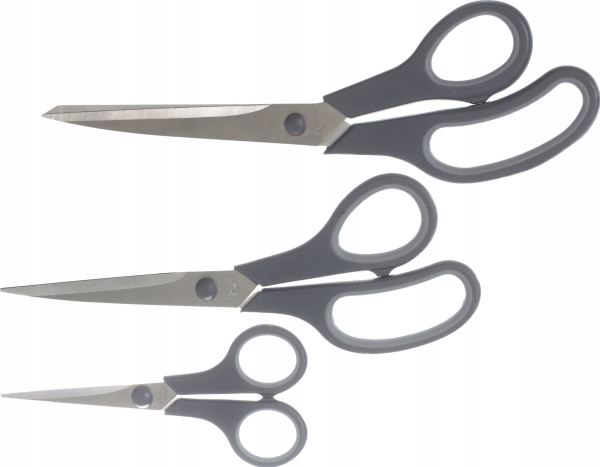 5viisi saksia 3 kokoa, joissa on harmaa kahva