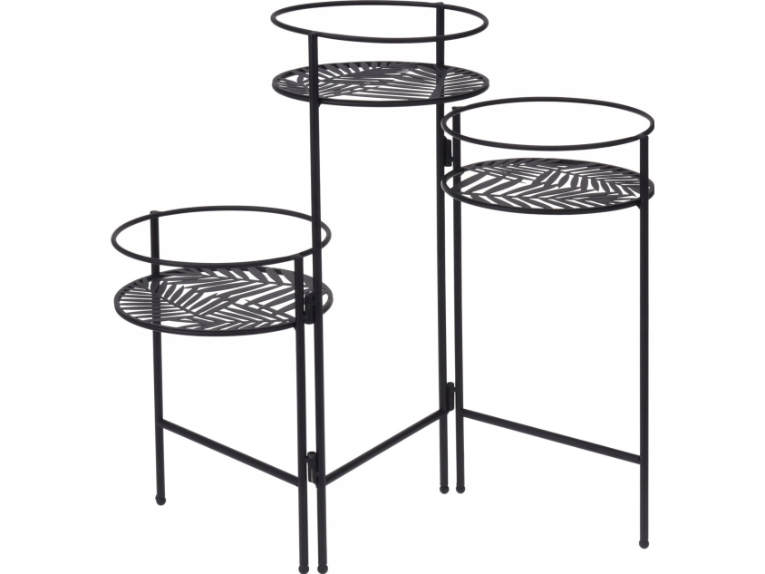 Atmosphera LEAF seisova metallinen kukkateline, 3 kukanpidikettä, 49 cm, musta