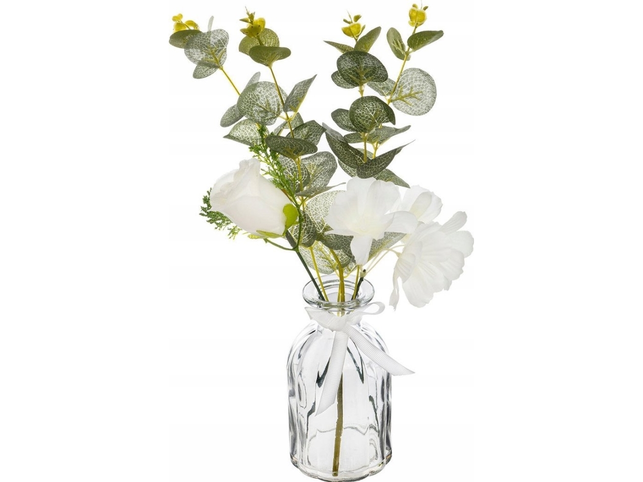Atmosphera kunstig blomsterbuket i glasvase EUCA 39 cm