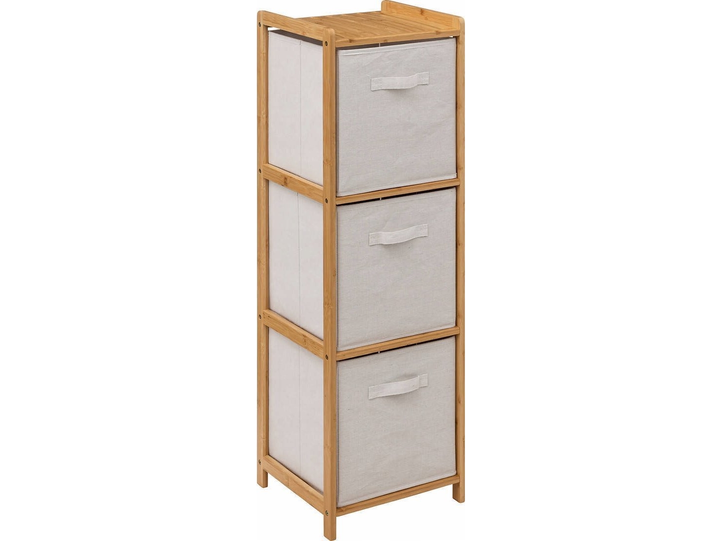 5five hög bokhylla i bambu TIDY med 3 tygkorgar, höjd 109,5 cm | Bostäder - Möbler - Skåp & konsolbord | GameStuff