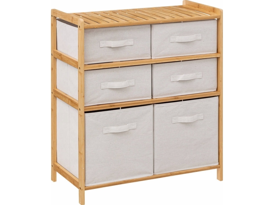 5five bambuhylla TIDY med 6 textilkorgar, höjd 78,5 cm | N - A | GameStuff