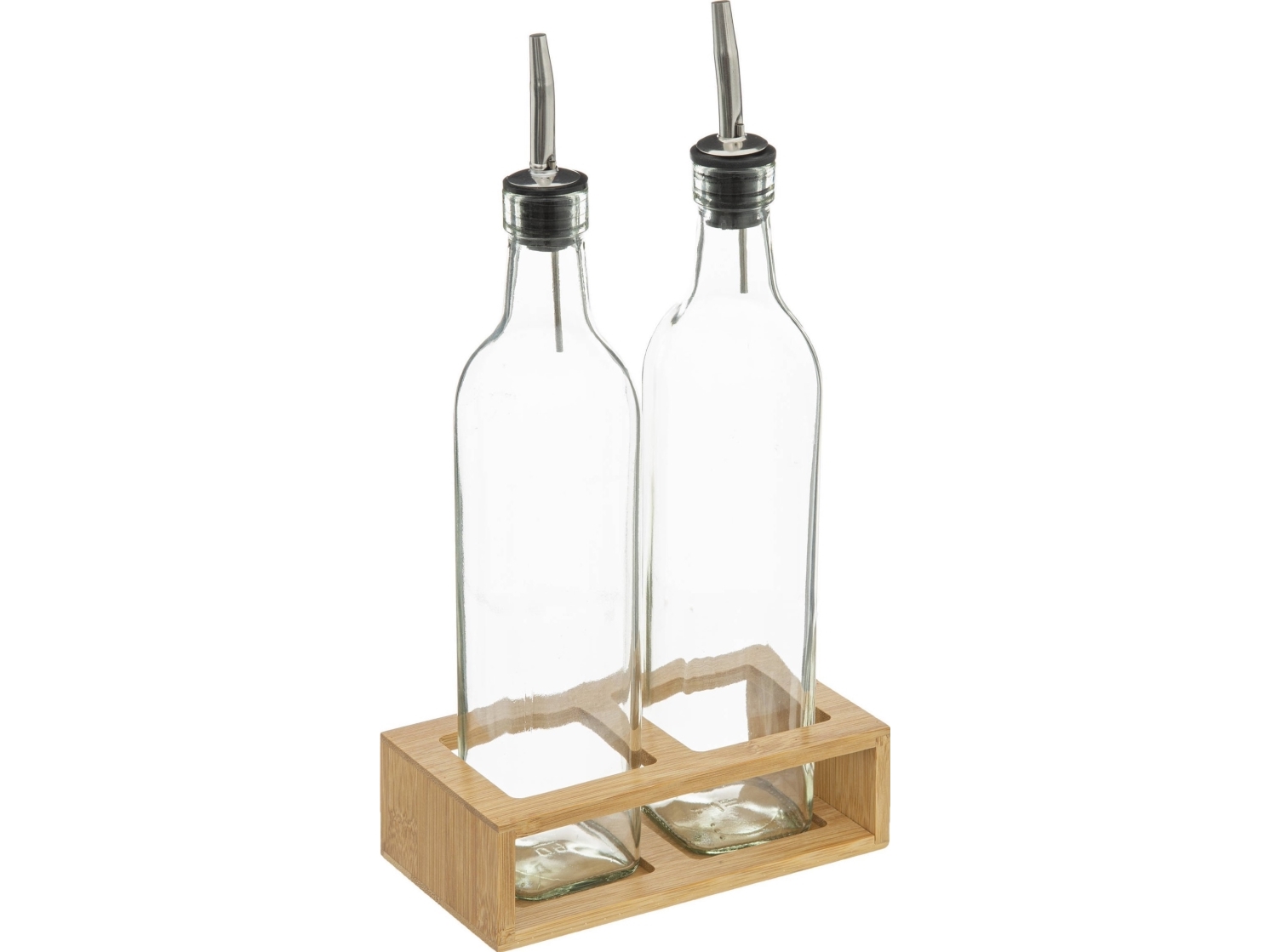 5five Olje- och vinägerflaskor med dispenser + bambustativ | Bordssättning - Par - Plattor | GameStuff