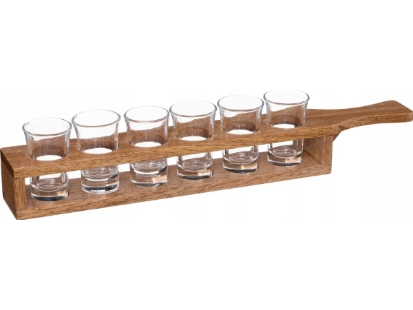 Secret De Gourmet Serveringsbakke Til Drinks I Træ, 6 Glas