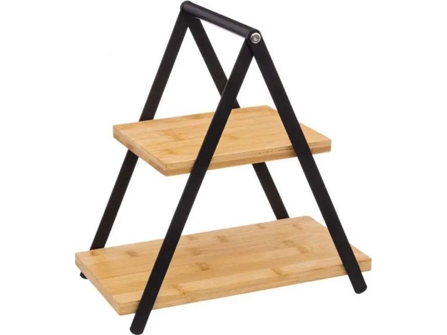 Secret de Gourmet Tarjoilulautanen kakkuille, hedelmille, bambu, kaksi tasoa, korkeus 29,3 cm