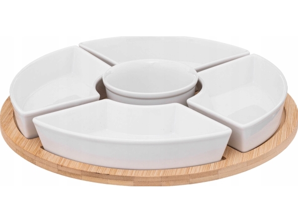Secret De Gourmet Für Snacks: 6 Porzellanschalen + Bambustablett